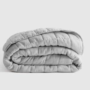 NWOT QUINCE European Linen Box Quilt King/Cal King Light Grey